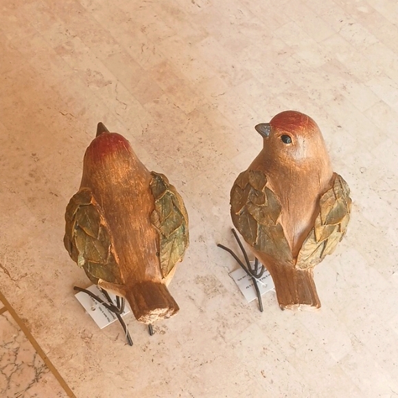 Harvest Bird Set With Leaf Wings Design,"resin" by Valeri/QVC ,NEW - Picture 7 of 9